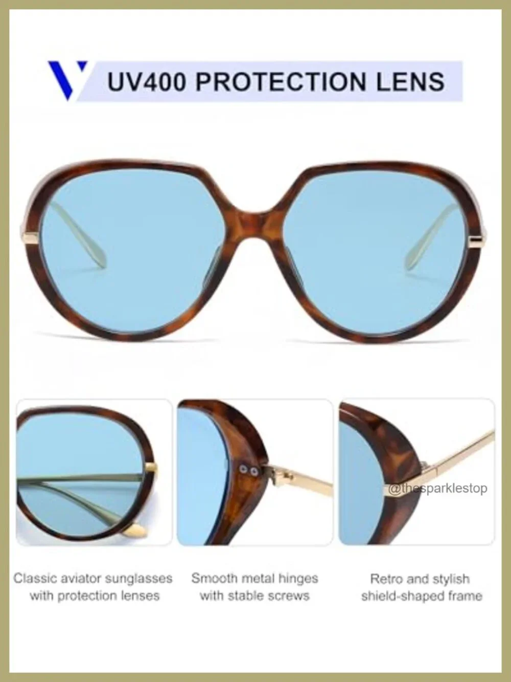 VANLINKER Oversized Aviator Sunglasses for Women Men Retro Round Large Frame